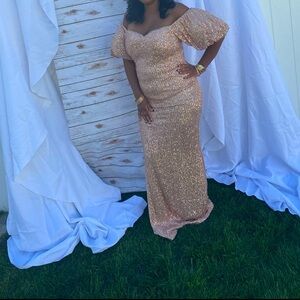 Elegant Gold Off-Shoulder Dress